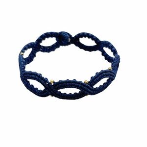 Handmade Navy Blue Macrame Bracelet with Gold Beads – Lucky Friendship Jewelry